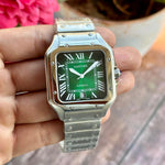 Cartier Santos De Silver Green Dial Automatic