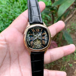Cartier Skeleton Drive Automatic Black Leather