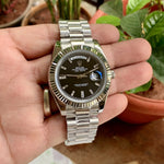Rolex Day-Date Black Dial Semi Swiss