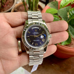 Rolex Day-Date Blue Dial Roman Semi Swiss