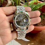 Rolex DateJust Silver Fluted bezel Roman Figure Semi ETA