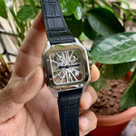 Cartier D’Santos Skeleton Silver Black Leather