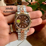 Rolex DateJust Two-Tone Chain Brown 36MM Ladies