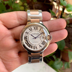 Cartier Ballon Bleu Gents RG-Silver Chain