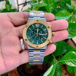 Versace Greca Logo Chrono Green Dual Tone