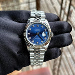 Rolex DateJust Blue Diamond Dial Fluted Bezel Jubilee Swiss