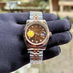 Rolex DateJust Silver-RG Fluted Bezel Diamond YZ