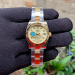 Rolex DateJust Silver-Gold Fluted Bezel Ladies