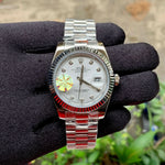 Rolex Oyster DateJust Fluted Bezel Silver Chain White Dial Yz