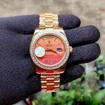 Rolex DayDate Carnelian Orange Diamond YZ