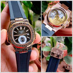 Patek Philippe Nautilus Engraved Black-RG Semi ETA