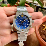 Versace Greca Logo Chronograph Silver-Skyblue
