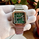 Cartier Santos De Silver Green Dial