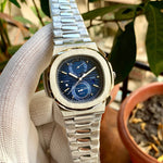 Patek Philippe Nautilus Travel Time Silver Blue