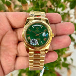 Rolex Day Date Gold Green Dial Roman Number Semi ETA Quality