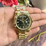 Rolex DayDate Gold Black Fluted Bezel Yz