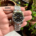 Rolex DateJust Silver-Black Diamond Figure 36MM Ladies