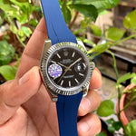 Rolex DateJust Black Dial Blue Strap Auto