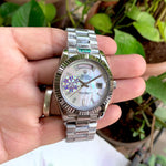 Rolex DayDate Fluted Bezel MOP White Dial Yz