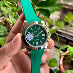 Rolex DateJust Plain Bezel Green Rubber Automatic