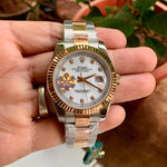Rolex DateJust Oyster Fluted RG Bezel White Dial Yz