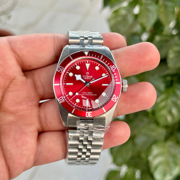 Tudor Black Bay Red Dial Jubilee Strap