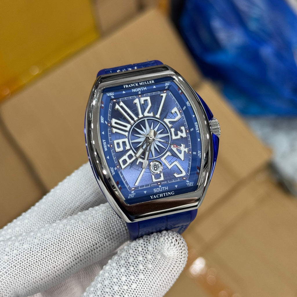 Franck Muller Vanguard Automatic Steel Dial Leather Strap