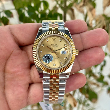 Rolex Date Just 41 SEMI ETA Silver Gold Diamond Initials