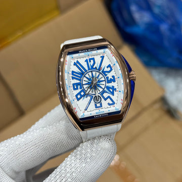 Franck Muller Vanguard Automatic Steel Dial Leather Strap