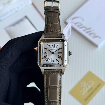 Cartier Santos Dumont Bronze Dial Leather Strap Watch