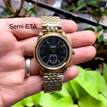 Rolex 1908 Gold Black Semi ETA Premium Automatic
