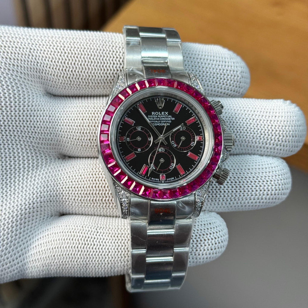 ROLEX Daytona Black Dial Ruby Bezel YZ