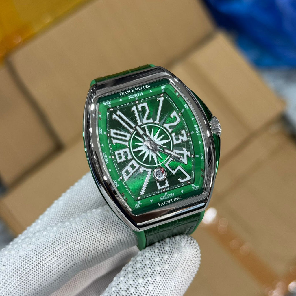 Franck Muller Vanguard Automatic Steel Dial Leather Strap