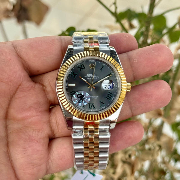 Rolex Date Just 41 SEMI ETA Silver Gold Wimbeldon