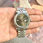 Rolex DateJust Silver Fluted Bezel Roman Figure