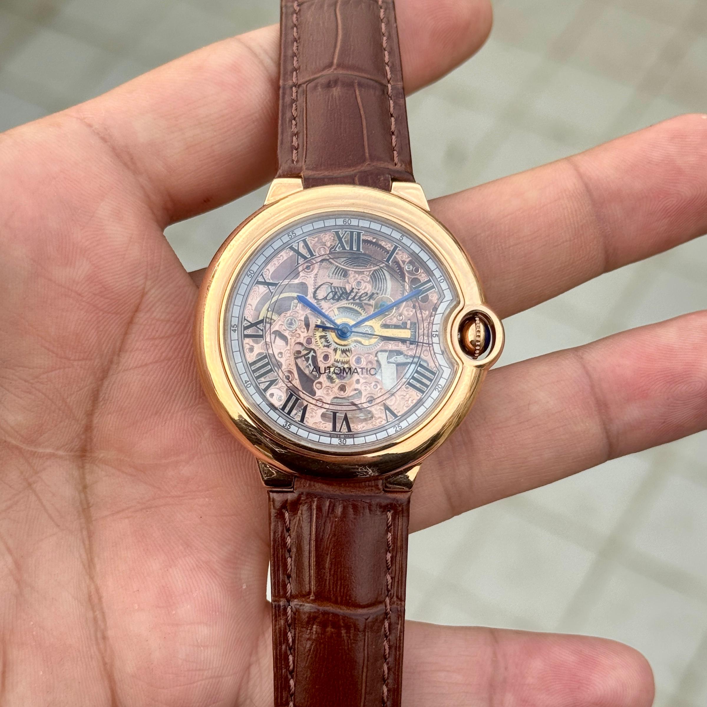 Cartier D Ballon Skeleton Brown Rose Gold Premium Automatic
