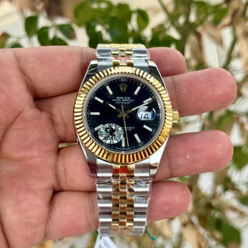 Rolex Date Just 41 SEMI ETA Silver Gold Black Dial