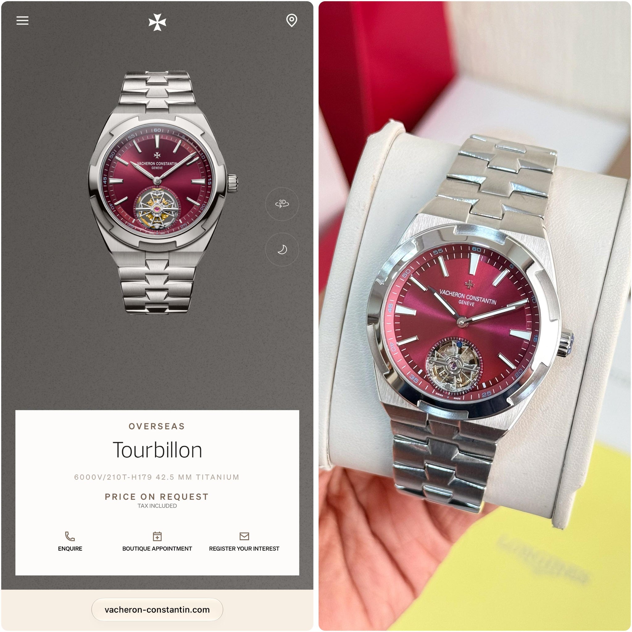 Vacheron Constantin Overseas Tourbillon Stainless Steel Ruby Red Dial