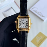 Cartier Santos Dumont Bronze Dial Leather Strap Watch
