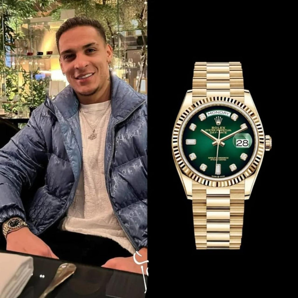 Rolex DayDate Diamond Figure Gold Green Dial YZ