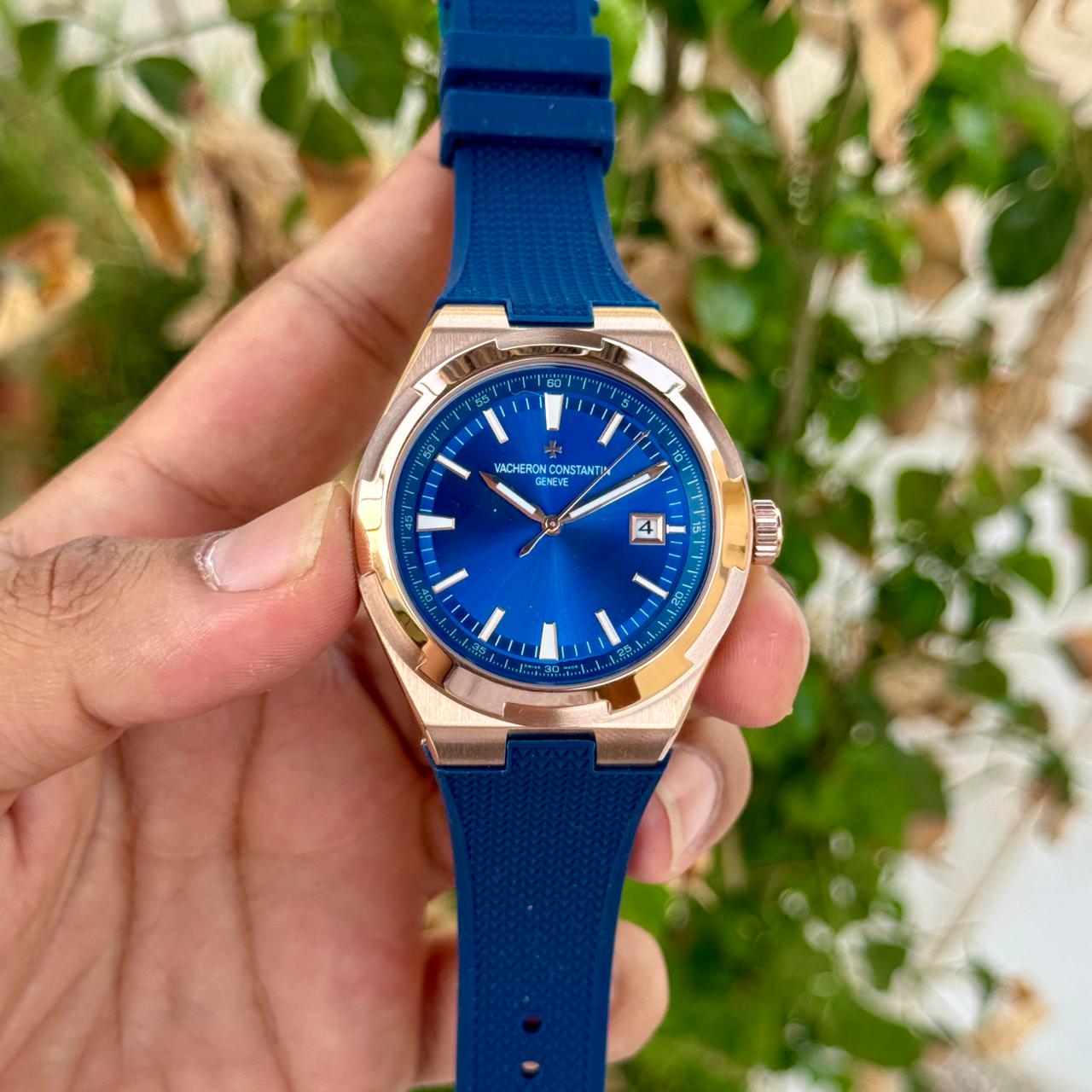 Vacheron Constantin Overseas Blue Rose Gold Silicon Strap