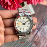 Rolex DateJust Silver Fluted Bezel White-Dial ZR