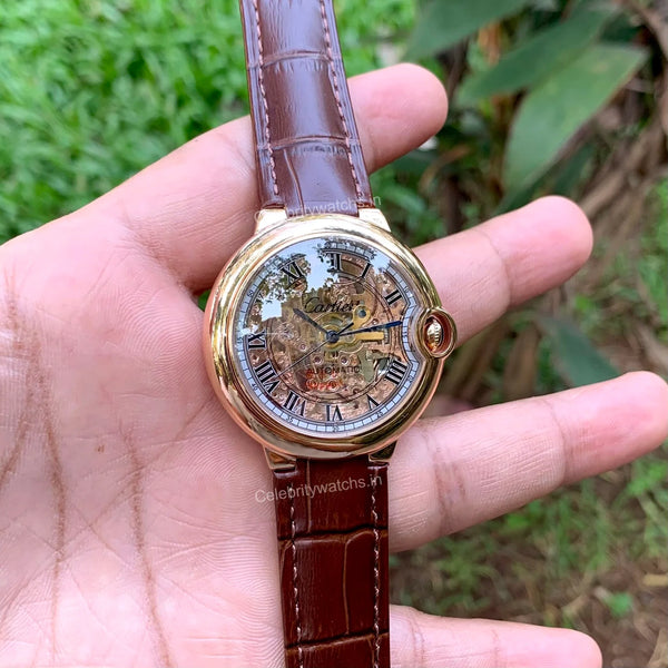 Cartier Ballon Skeleton Brown-RG Automatic