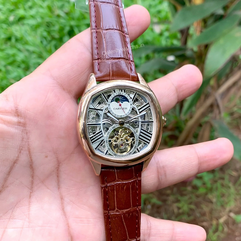 Cartier Skeleton Drive Automatic Brown-RG Bezel