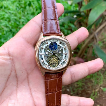 Cartier Skeleton Drive Automatic Brown Leather