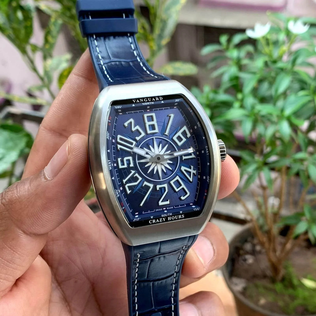 Franck Muller Crazy Hour Vanguard Silver Blue