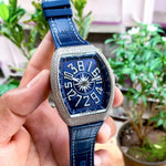 Franck Muller Vanguard V45 Blue-Silver Diamond Bezel Auto