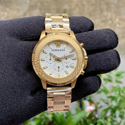 Versace Greca Action Chronograph White Dial