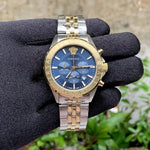 Versace Chronograph Signature Blue Dial Two-Tone
