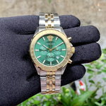 Versace Chronograph Signature Green Dial Two-Tone